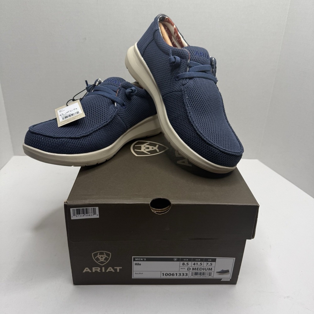 Ariat Hilo Navy Mesh Casual Shoes Mens 8.5 D Medium Slip On 10061333 NEW
